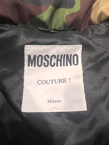 MOSCHINO Camouflage Green Coat Jacket Men's Size 40 Made in Italy - Picture 12 of 14