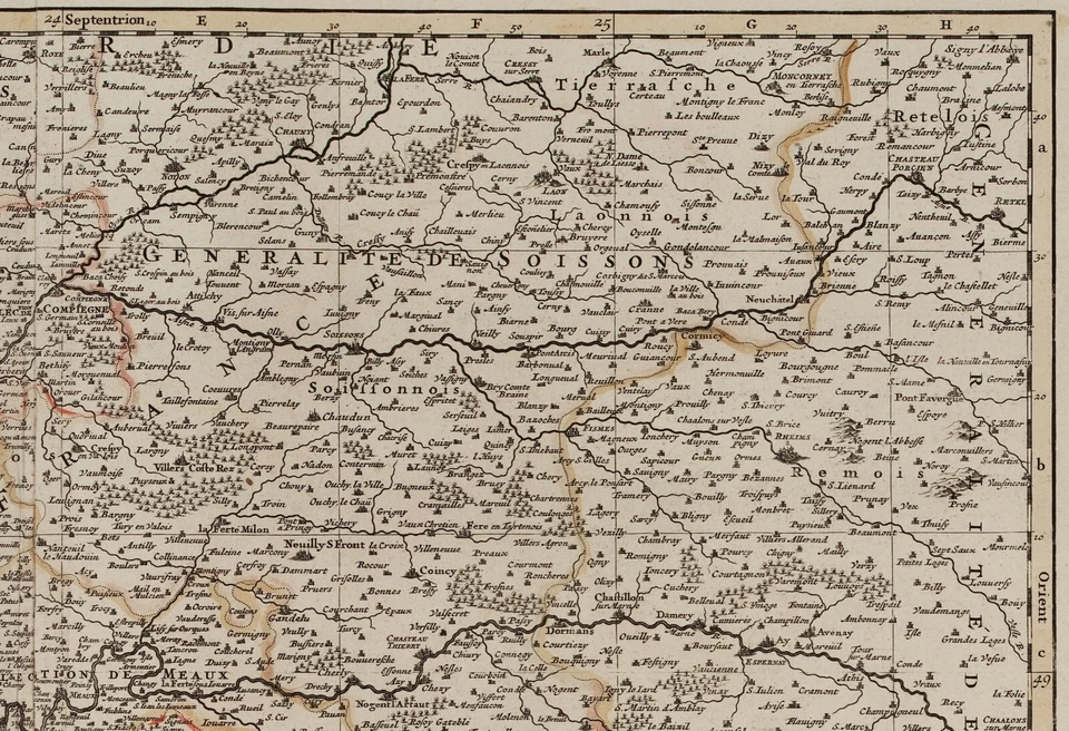 Mapa antiguo "Gouvernement Generalité de Paris" (Francia) Jaillot-Mortier, 1705 Foto 4 de 4