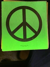 PEACE SIGN VINTAGE 1964 HIP PRODUCTS PAPER DECAL BUMPER STICKER Green 4x4"