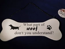 Wooden Bone Dog Lover Plaque 12" Decoration Paw Print Puppy Rescuer Hang Chain