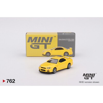 Mini GT - Nissan Skyline GT-R (R34) V-Spec Lightning Yellow - MGT00762 (RHD)
