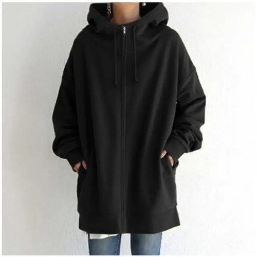 Felpe donna street style zip cappuccio lungo velluto overwear autunno inverno - Foto 29 di 37