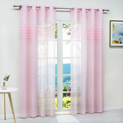 Gardinen mit Kräuselband Ösen Transparent Vorhänge Wohnzimmer Dekoschal Modern - Bild 1 von 4