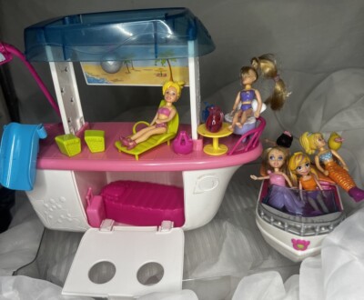 Polly Pocket Tropical Splash Adventure & Party Boat Adventure Lot Dolls & Boats