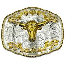 Oversize BIG BULL HEAD Belt Buckle Silver GOLD Western Cowboy Large ov003