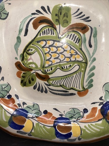 Talavera Mexican Pottery Octagonal Bowl Fish 52C-1164X - Picture 5 of 8