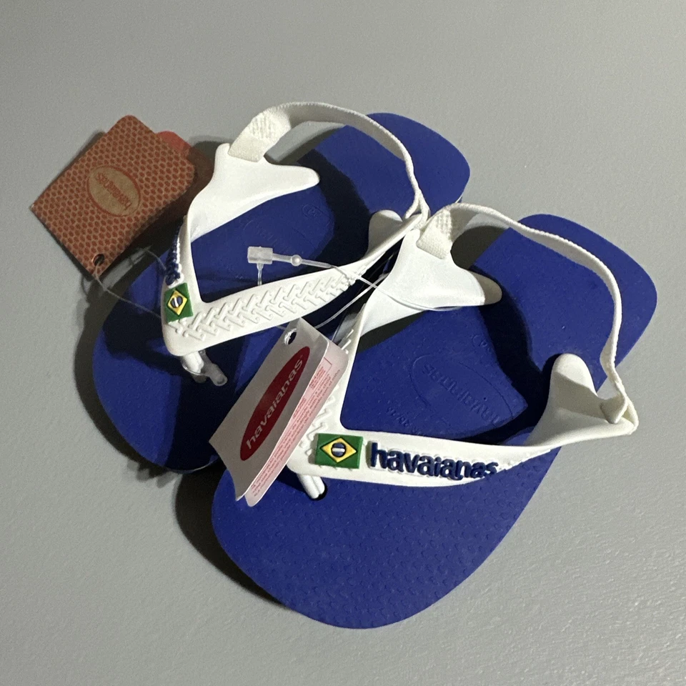 Sandalia Chanclas Havaianas Brasil Logo Azul Marino Bebé 9C EE. UU. 25/26 EUR 23/24BR Foto 4 de 4