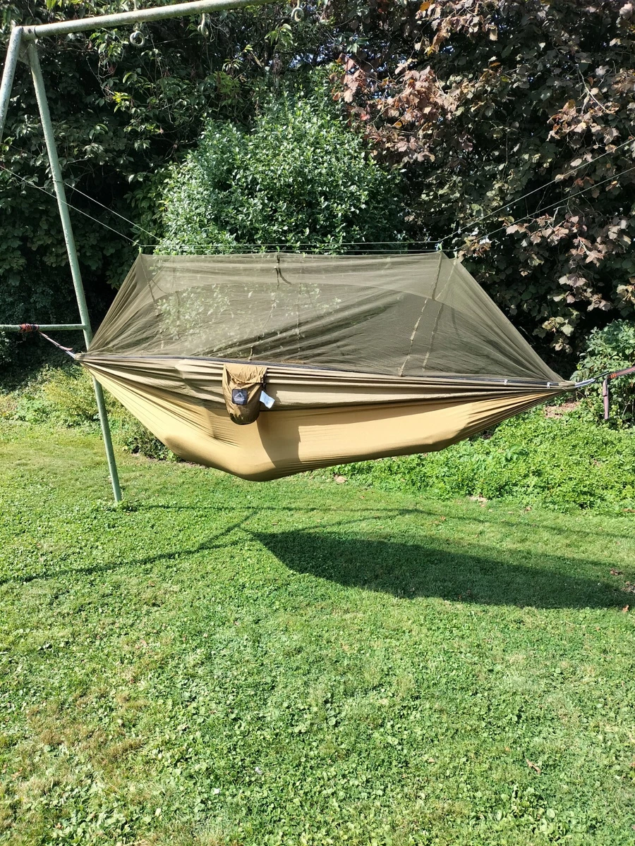 Hamac Camping Avec Moustiquaire Intégrée, Grand Format 11.2x4.6ft, Noir