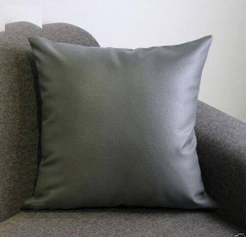 Pillow Cushion Cover Leather Decor Set Genuine Soft Lambskin Gray All sizes 24 - Afbeelding 1 van 2