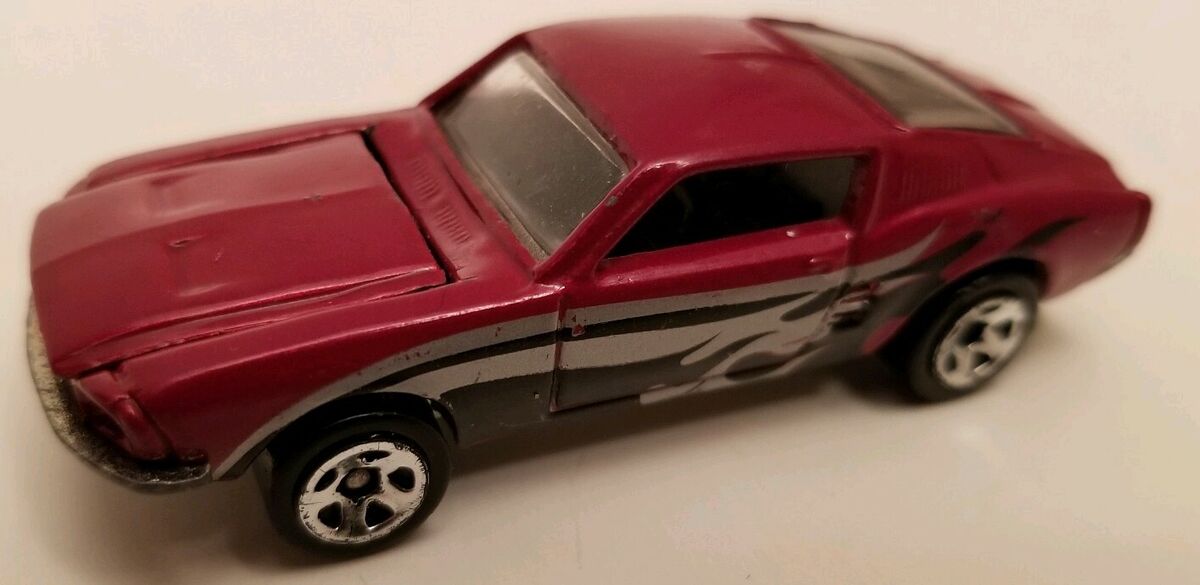 1968 Hot Wheels Red Custom Mustang Silver/ Black Flames Rare diecast 1:64