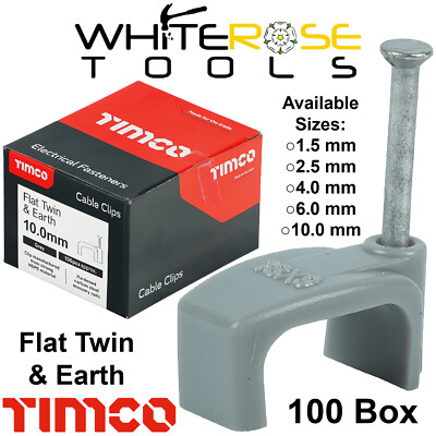 Timco Kabelclips flache T&E Wand 100 Box grau 1,5-10 mm Größe wählen