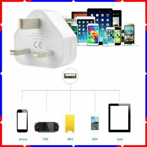 Cargador de enchufe USB 1A 5V 3 pines cargadores de pared Reino Unido 5V1A adaptador de viaje de alimentación para teléfono - Imagen 11 de 15