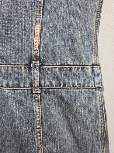 Y2K Retro Miss Sixty Dark Blue Distressed Denim Sleeveless Jacket Dress Size L - Picture 8 of 18