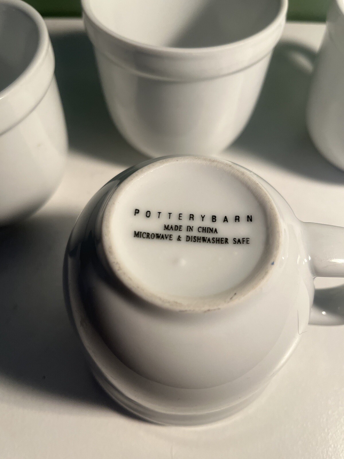 Pottery Barn Suppertime White 12 oz Heavy Duty Mugs Coffee Cups Set of