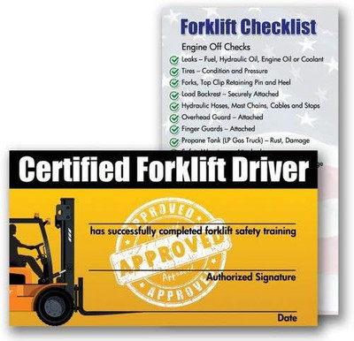 Forklift Certification Training Cards (Package of 10) - Certified Forklift Drive