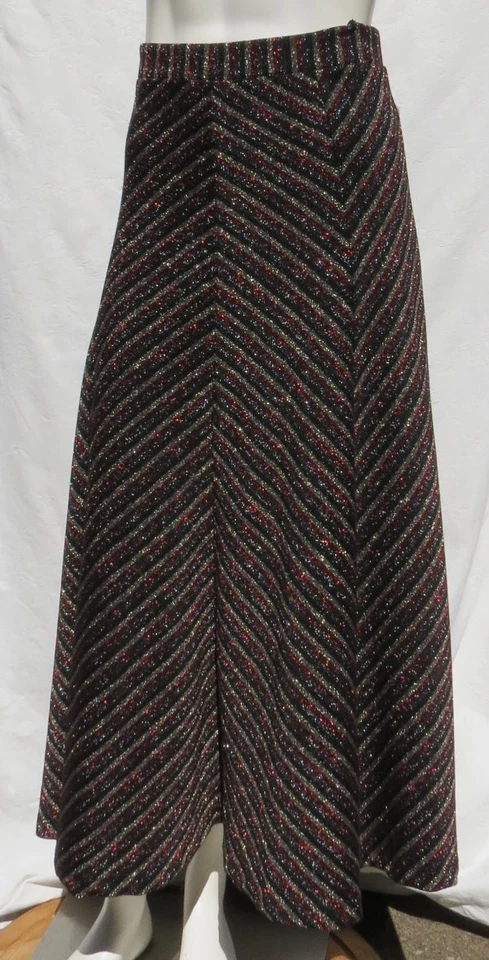 MAEVE by Anthropologie US size S Metallic Stripe A Line Midi Chevron Shine Skirt - Image 2 of 4