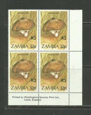 Beautiful Mushroom Zambia Termitomyces Letestui Overprint 1991