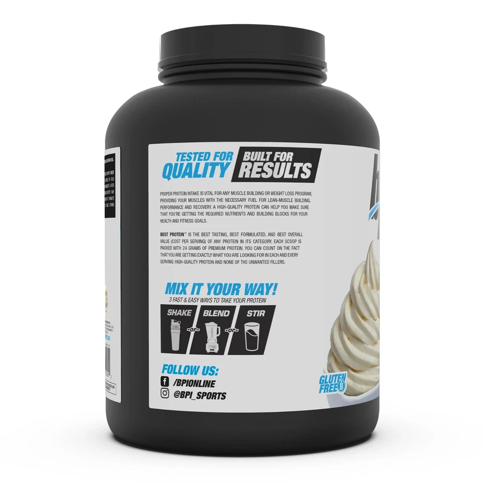 BPI 100% Whey Best Protein Vainilla Swirl para ganancias de recuperación de crecimiento muscular 72srv Foto 2 de 3