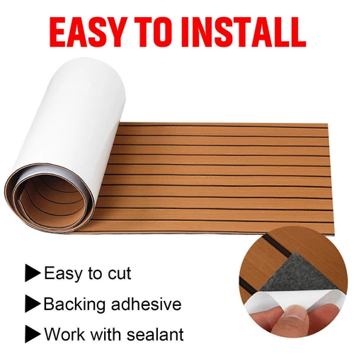 EVA Foam Mat Marine Carpet Yacht Boat Decking Teak Flooring Light Brown 240×90cm - Picture 6 of 22