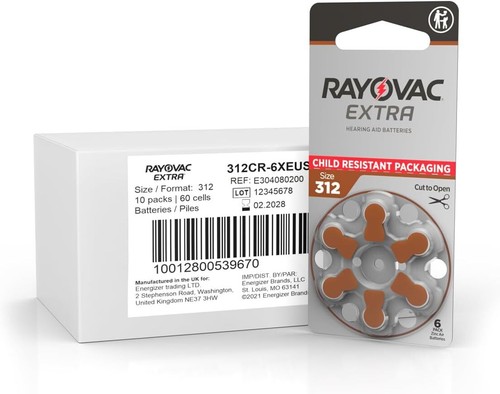 Rayovac Extra Hearing Aid 312 Size batteries Zinc air 30 - 240 cells- Exp-2027 - Picture 5 of 16