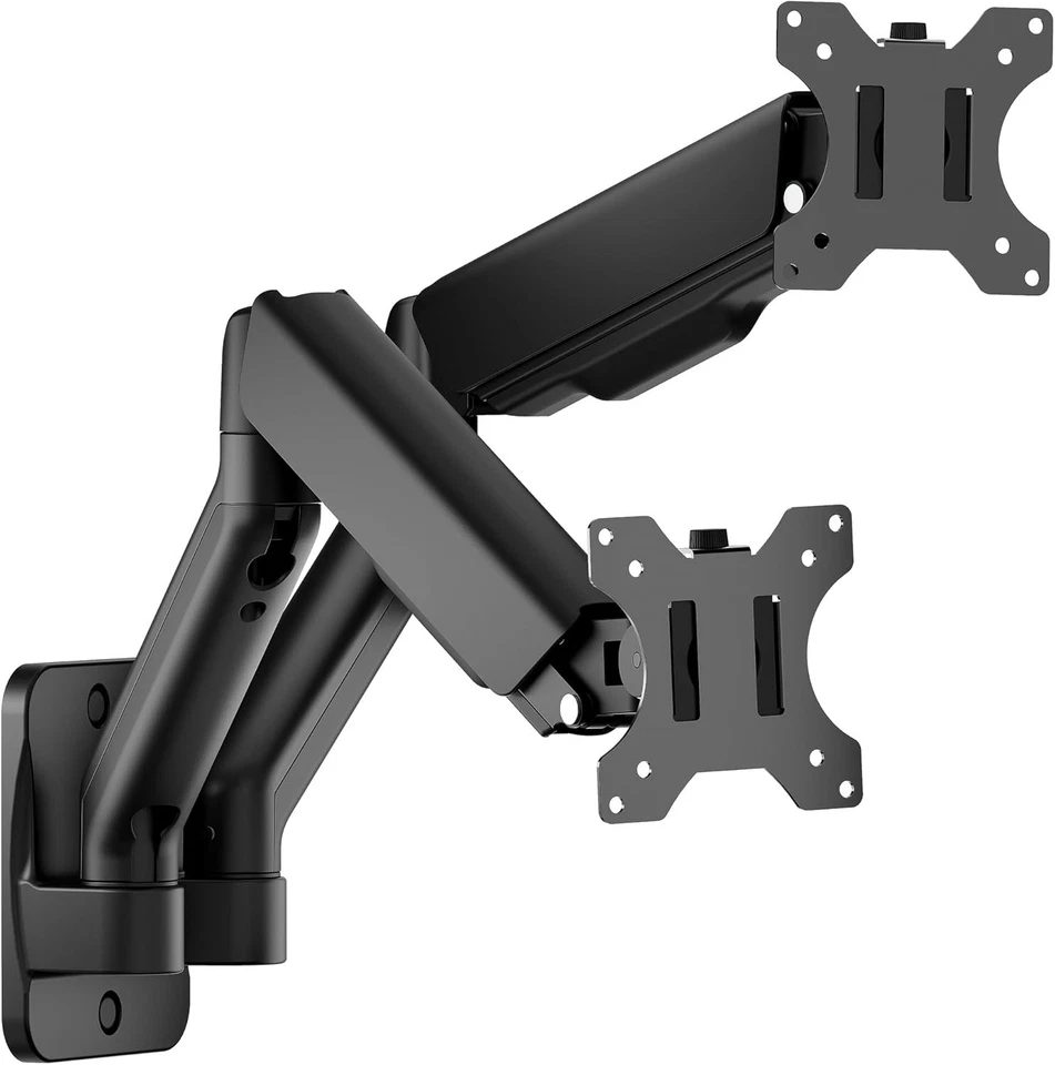 Dual Monitor Wall Mount for 17 to 32 inch Flat/Curved Screens Full Motion