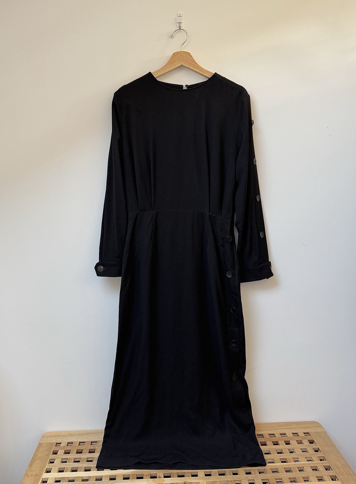 Massimo Dutti Black Long Sleeve Maxi Dress Crew Neck_M_Work_Office_Modesty_New image 2