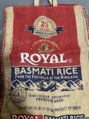 Royal Basmati Rice 20lb Burlap Bag Handles Zipper Heavy Duty 25th Anniv NO RICE