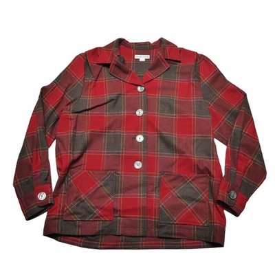 Pendleton Jacket Mens Large Red Wool Plaid Button Heritage Limited Edition USA