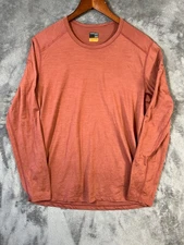 Icebreaker Shirt Mens Large Orange Merino 200 Oasis Long Sleeve Crewe Thermal