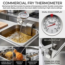 1pc Stainless Steel Cooking Deep Fry Thermometer 30cm Oil Frying For Kitchen BBQ — image 3