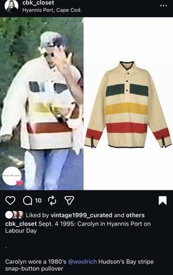 SEEN ON Carolyn Bessette Kennedy Woolrich 80s Stripe Pullover