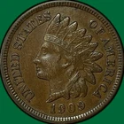 1909 Indian Head Cent Almost Uncirculated AU Coin #35251