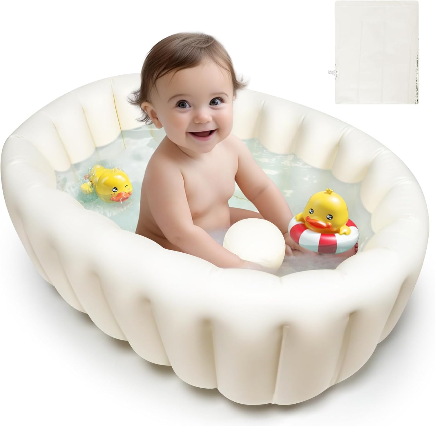 Inflatable Baby Bath Tub - Foldable, Collapsible Travel Bathtub for Toddlers an