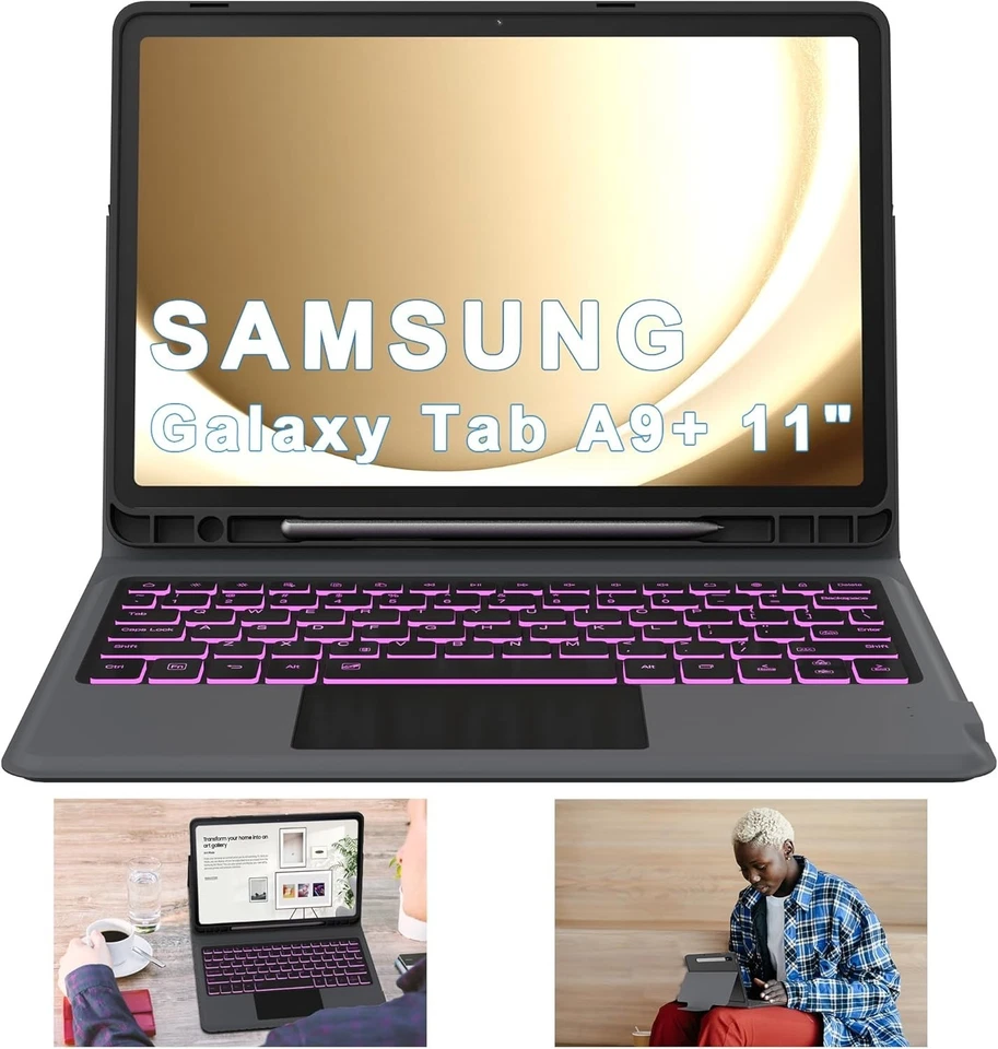 Samsung Galaxy Tab A9+ A9 Plus 11 Inch Keyboard Case - 7 Colors Backlit for Sams - Image 4 of 4
