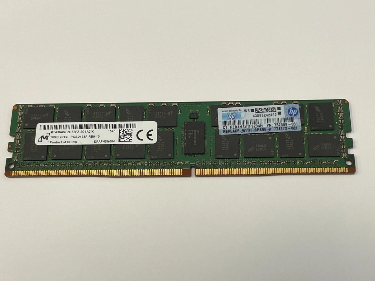 HP純正　16GB DDR4 2133P ECC4枚セット PC4-17000 (DDR4-2133) Bus Speed ECC Network Server Memory (RAM
