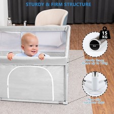 Baby Playpen Large Play Yard Fence for Toddlers 50"X50" Gray