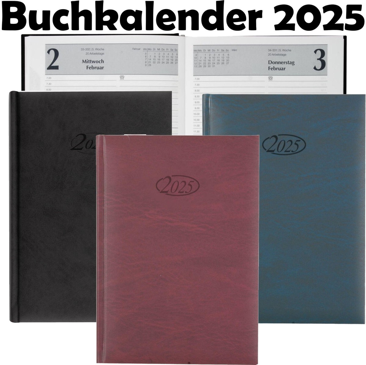 Buchkalender A5 für 2025 Cheftimer Tageskalender Mo. - Fr. jeweils 1 Seite