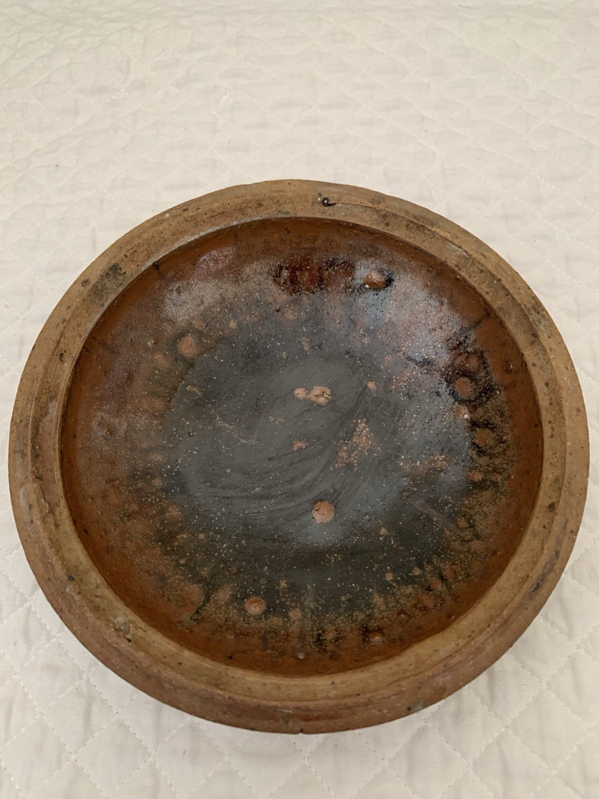 Brutalist Rustic Organic Style Studio Pottery Partially Glazed Bowl Signed