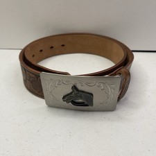 Vintage Genuine Cowhide Western Cowboy Belt With Buckle SZ 32 Made in USA Cardat