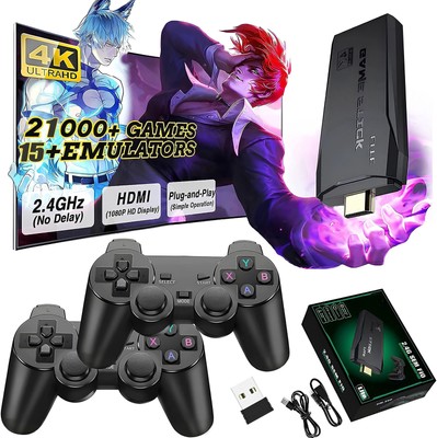 21000+ Retro Videospielkonsole mit 2xWireless Controller 4K HD TV Spiel Stick