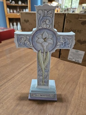 Jim Shore New Hope, New Life Cross Figurine Features a Dove and a flower