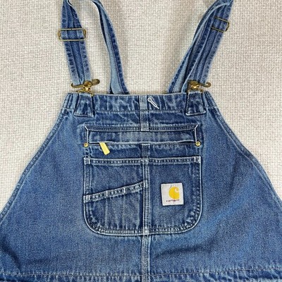 Carhartt Bib Overalls Loose Fit Men's 48x28 Blue Denim 104672 DST