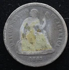 KAPPYSCOINS GH840 1861 CIVIL WAR DATEE AND USED SEATED LIBERTY  HALF DIME