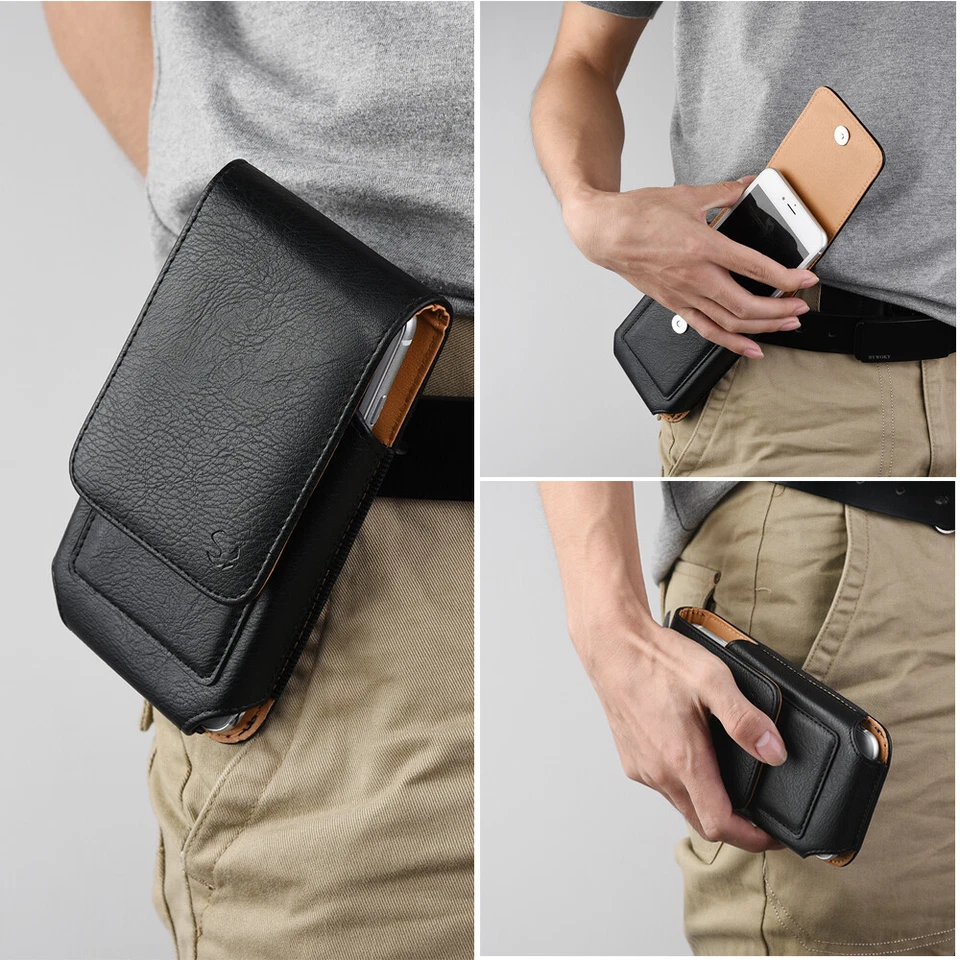 Men Outdoor Travel Black Belt Clip Holster Phone Pouch For iPhone 16 Pro / 16 - Image 2 of 4