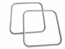 Pair of 9" Thin White Square Plastic Macrame Craft Handbag Purse Handles