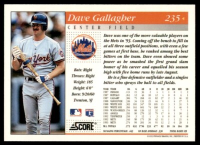 1994 Score #235 Dave Gallagher | eBay