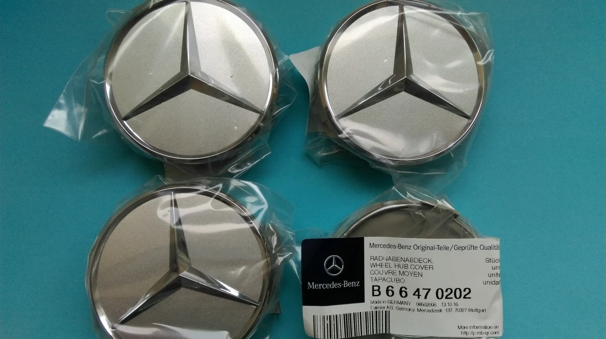 4x Genuine Mercedes Benz Alloy Wheel Centre Cap Silver/Chrome 