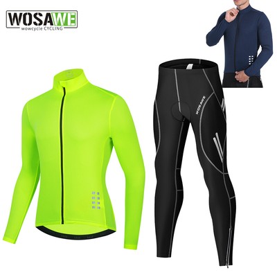 WOSAWE Radsport Langarmtrikot Set Herren Outdoor Sport Top Gel Gepolsterte Hose