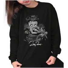 Betty Boop Vintage Retro Cartoon Biker Chick Womens Crewneck Sweatshirt Pullover