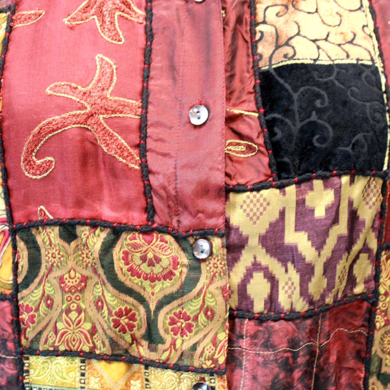 Vintage Chico’s Patchwork Brown Collared Shirt Bl… - image 4